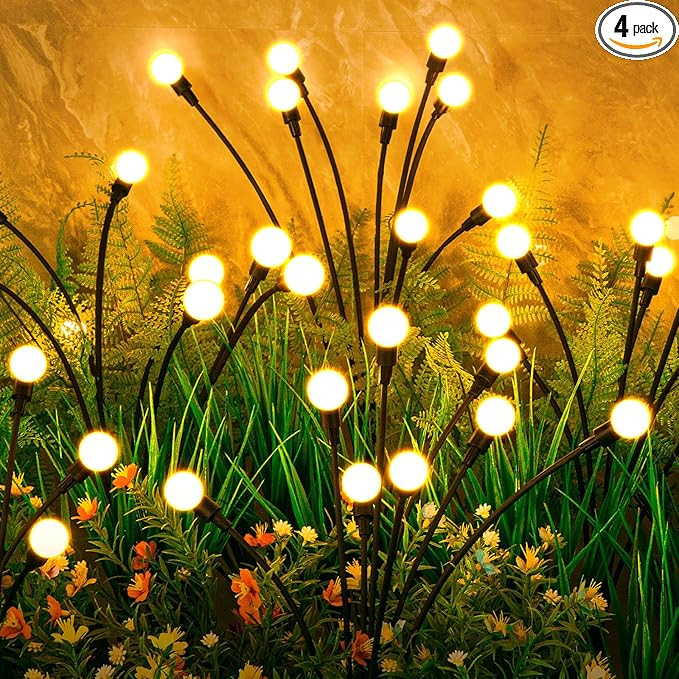 Solar Lights Outdoor(4 Pack, 32 LEDs), ASMAD Solar Garden Lights, Outdoor Decorations, Firefly Li... | Amazon (US)