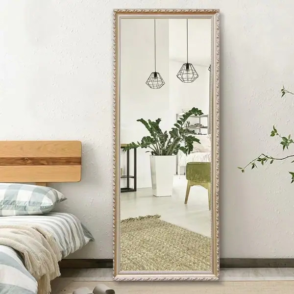Retro Rectangular Full-length Decorative Floor Mirror with Stand - 64x21 - Overstock - 29001777 | Bed Bath & Beyond