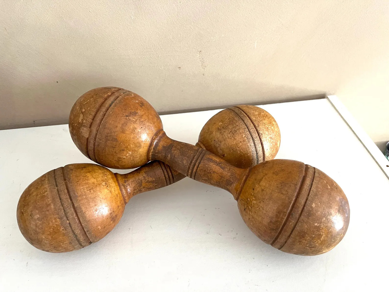 Antique Wooden Barbells | Antique Wooden Dumb Bells | Antique Exercise | Etsy (Global)