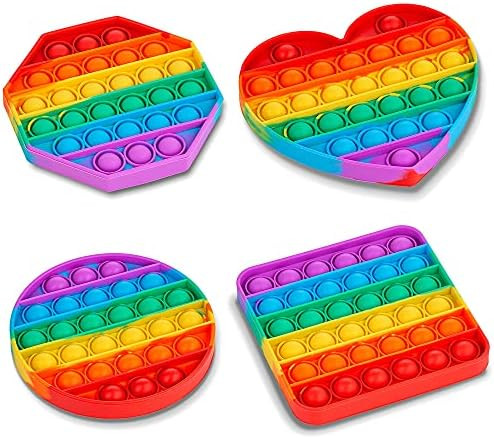 Amazon.com: 4 Pack Pop It Pop Its Rainbow Pop Fidget Toys Poppet Push Pop Bubble Fidget Popping S... | Amazon (US)