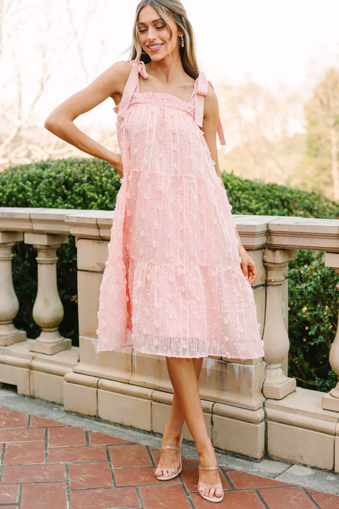 All You Love Blush Pink Textured Midi Dress | The Mint Julep Boutique