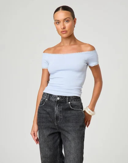 Lace Trim Off Shoulder Top | Glassons (Australia)