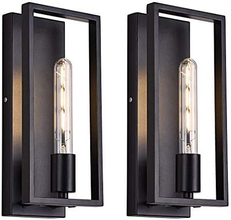 Wall Sconce Set of 2, Matte Black Wall Light Fixtures,Bulb Included,Rustic Wall Sconce Lighting for  | Amazon (US)