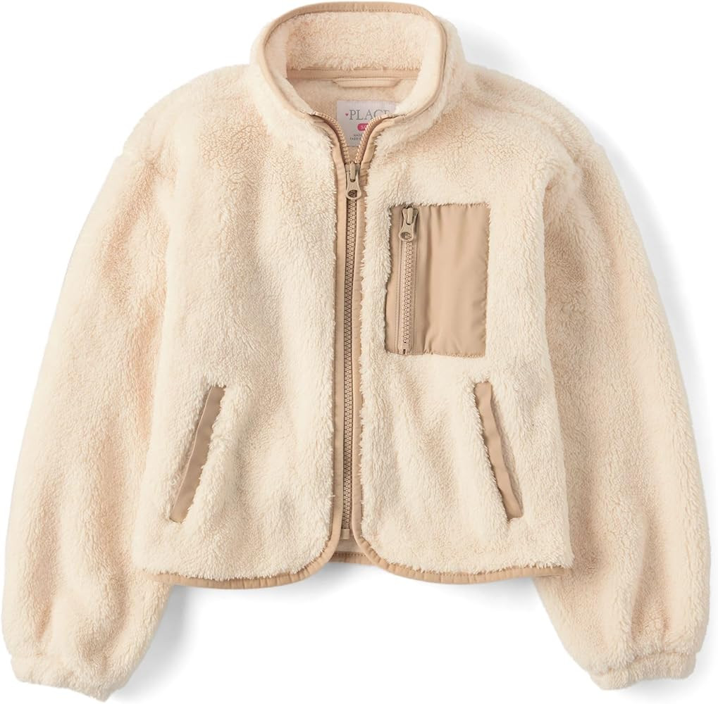 The Children's Place girls Long Sleeve Sherpa Fleece Full Zip Jacket | Amazon (US)