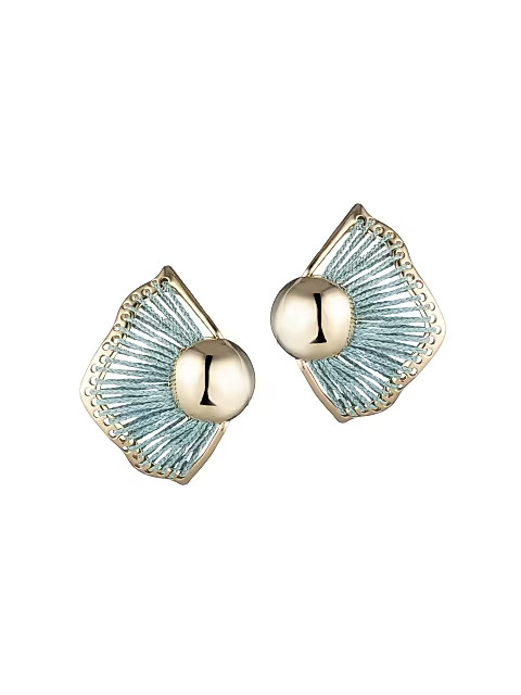 Wren Aqua Woven-Raffia Statement Stud Earrings | Saks Fifth Avenue