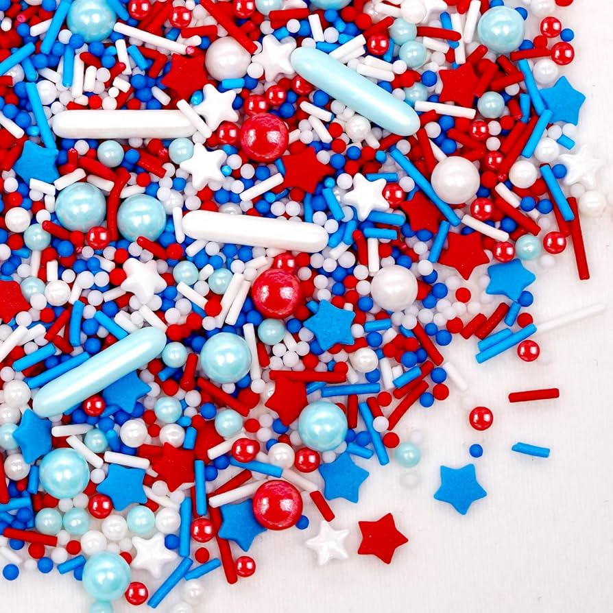 Edible Patriotic Sprinkles, 4th of July, 130g/4.59oz, Red White and Blue Sprinkles for Cake Decor... | Amazon (US)