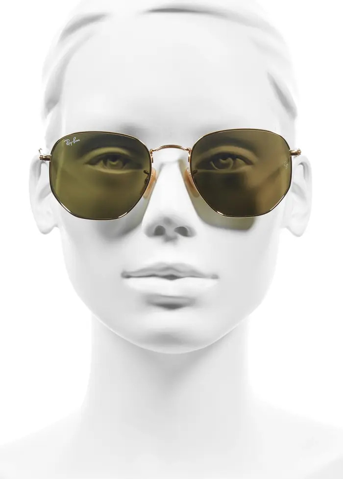 54mm Hexagonal Flat Lens Sunglasses | Nordstrom