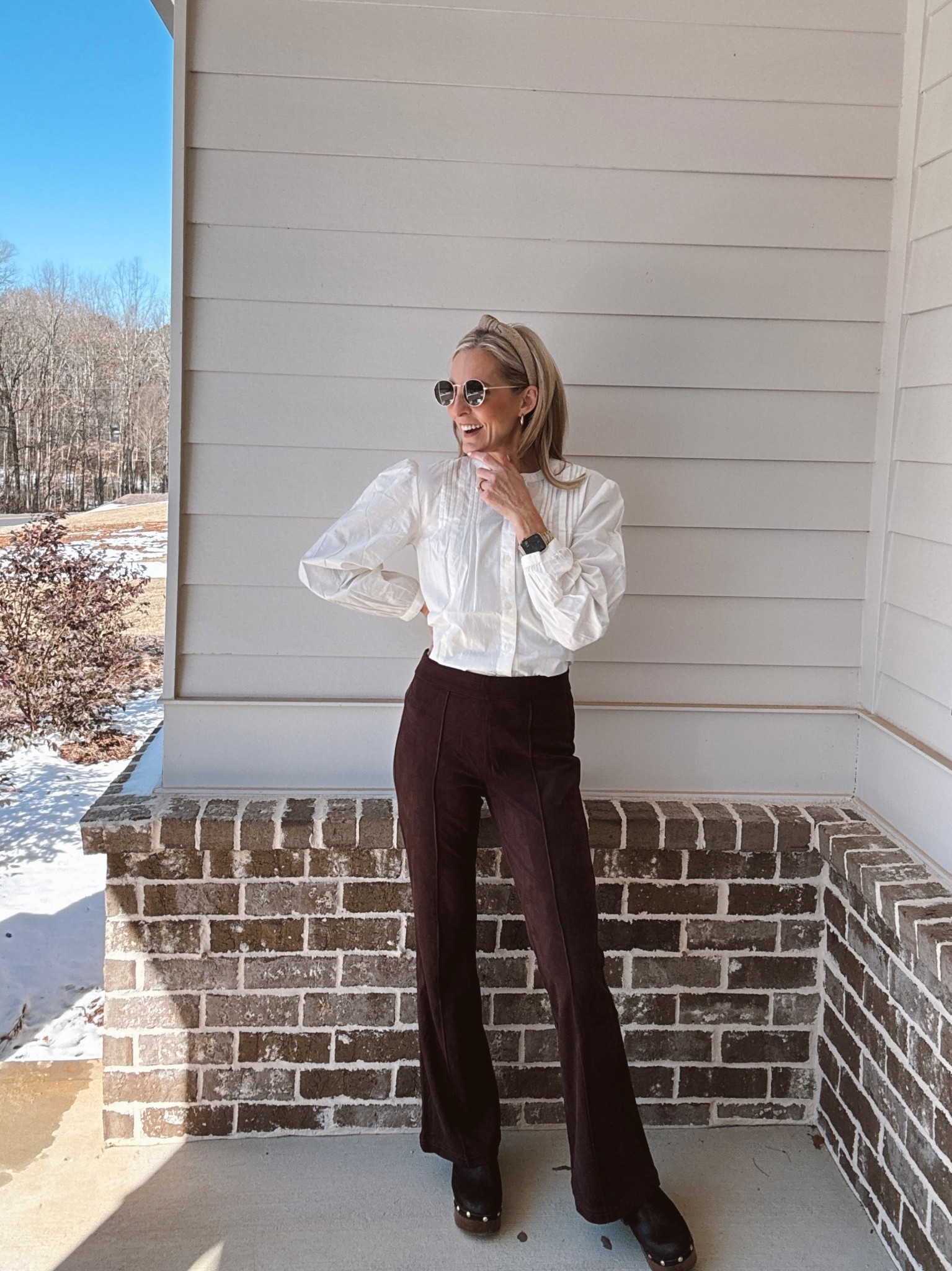 These faux suede pants are a Luxe look with the ease of pull on style for under $20. Comes in two colors. I am wearing a size small. I paired with this pin tuck blouse ($14). For a total look under $35. 😳

#LTKValentine #LTKootd #LTKdayinmylife