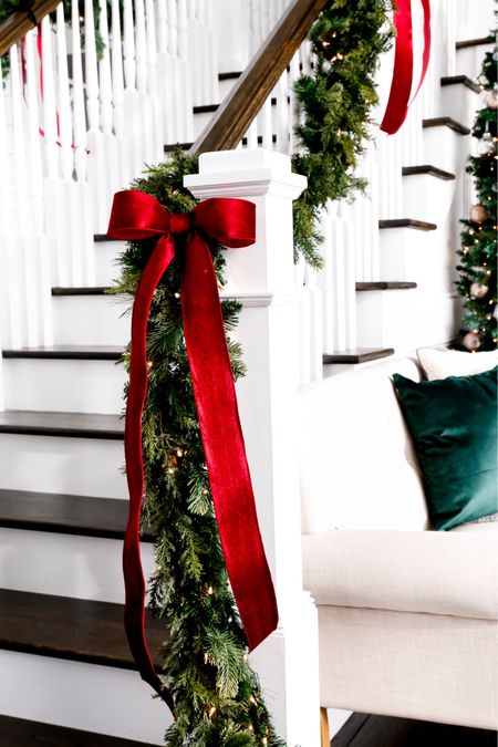 Who else likes dark red bows in their Christmas decor? Classic and vintage, and a first for our Christmas decor this year!

#LTKhome #LTKSeasonal #LTKHoliday