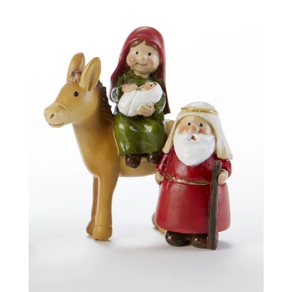 Resin Red and Green Nativity on Donkey Figurine 3.5 Inches Tall - Walmart.com | Walmart (US)