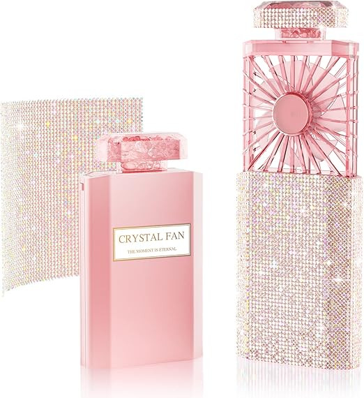 Bling Lady Handheld Fan, Rechargeable Personal Fan with 3 Speeds Setting, Powerful Crystal Pull-o... | Amazon (US)