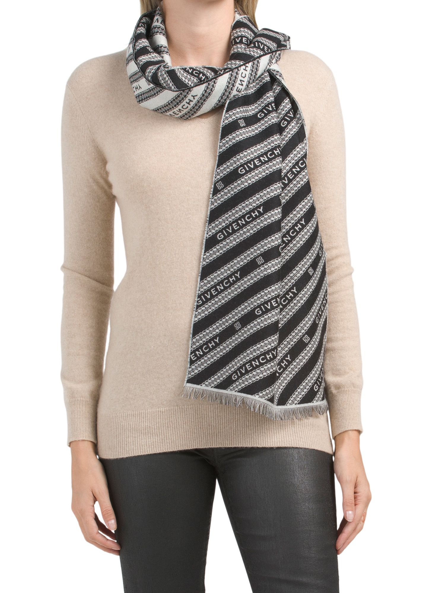 Made In Italy Wool Blend Designer Multi-chain Scarf | TJ Maxx
