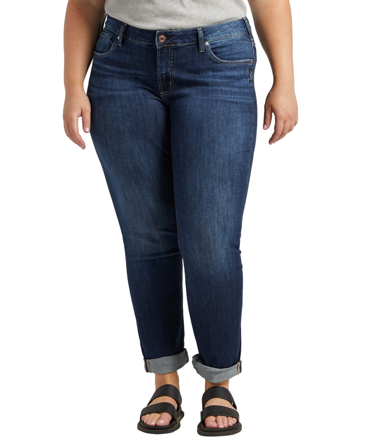 Silver Jeans Co. Plus Size Boyfriend Jeans - Indigo | Macy's