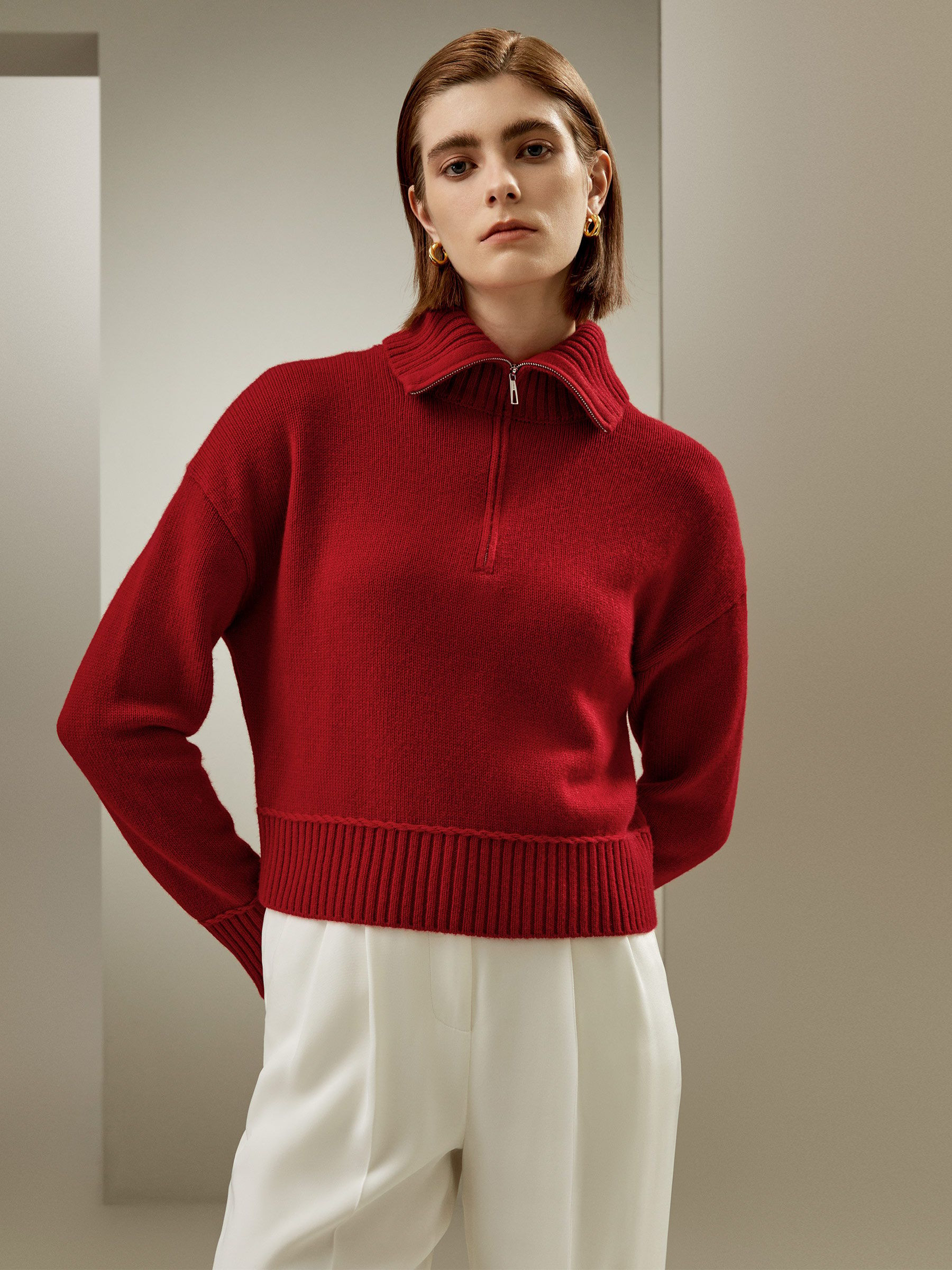 Relaxed Fit Wool-Cashmere Blend Sweater | LilySilk