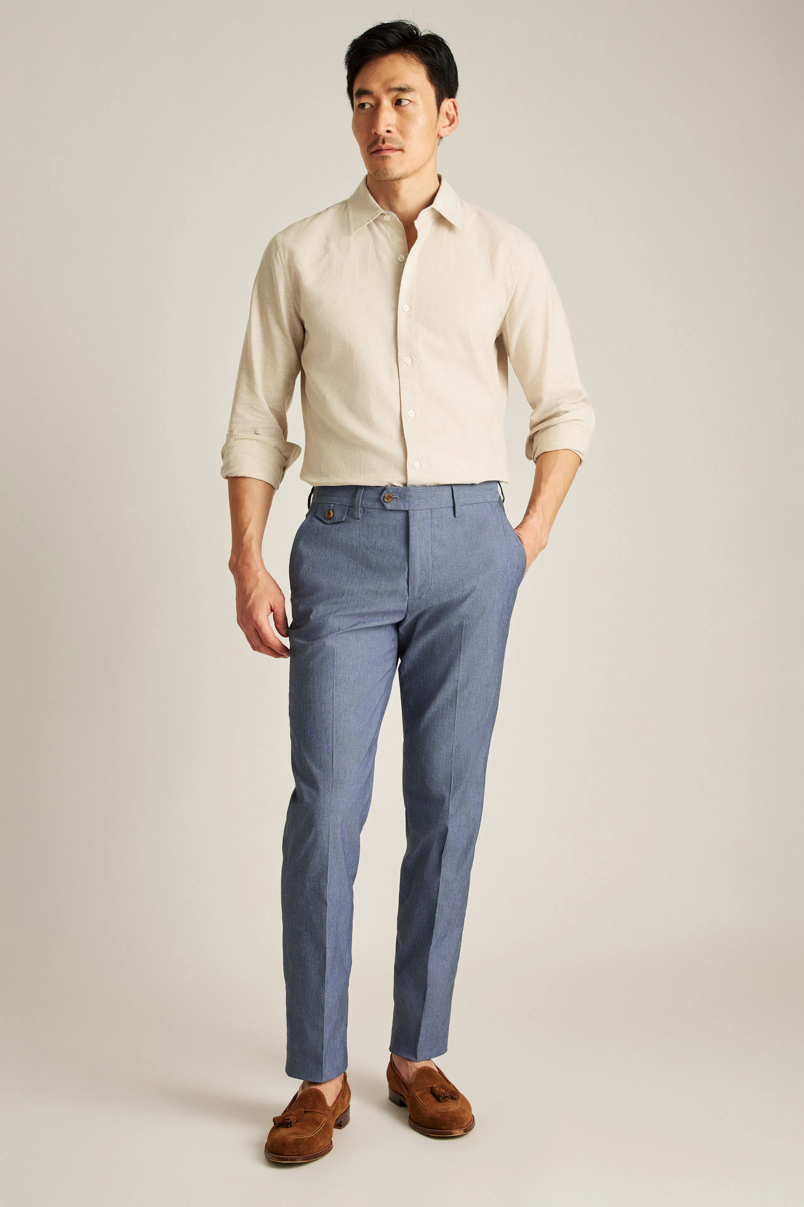 Portuguese Stretch Chambray Suit Pant | Bonobos (US)
