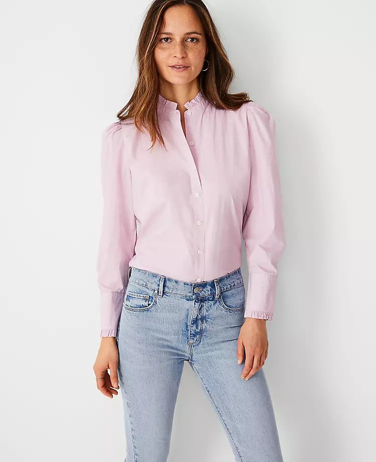 Ruffle Poplin Shirt | Ann Taylor (US)