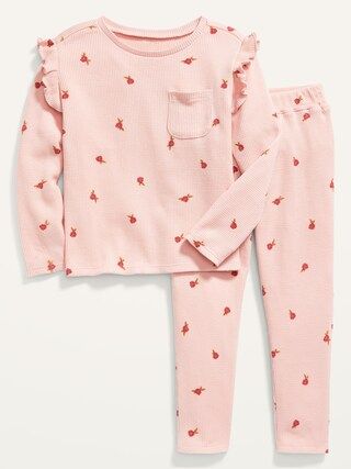 Floral-Print Thermal-Knit Long-Sleeve T-Shirt &#x26; Pants Set for Toddler Girls | Old Navy (US)