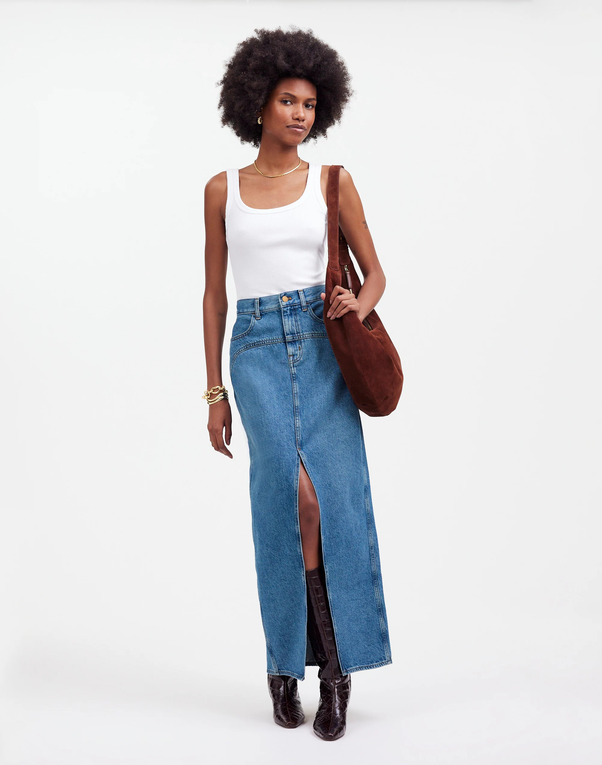 Denim Carpenter Maxi Skirt in Handlon Wash | Madewell | Madewell