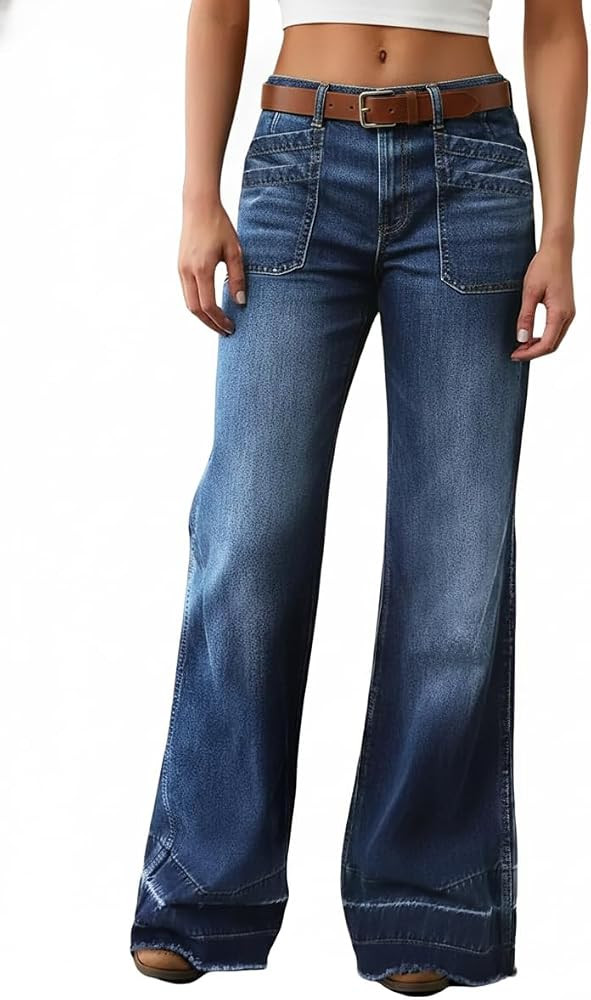Madrirdma Wide Leg Jeans for Women Mid Rise Baggy Jeans | Amazon (US)