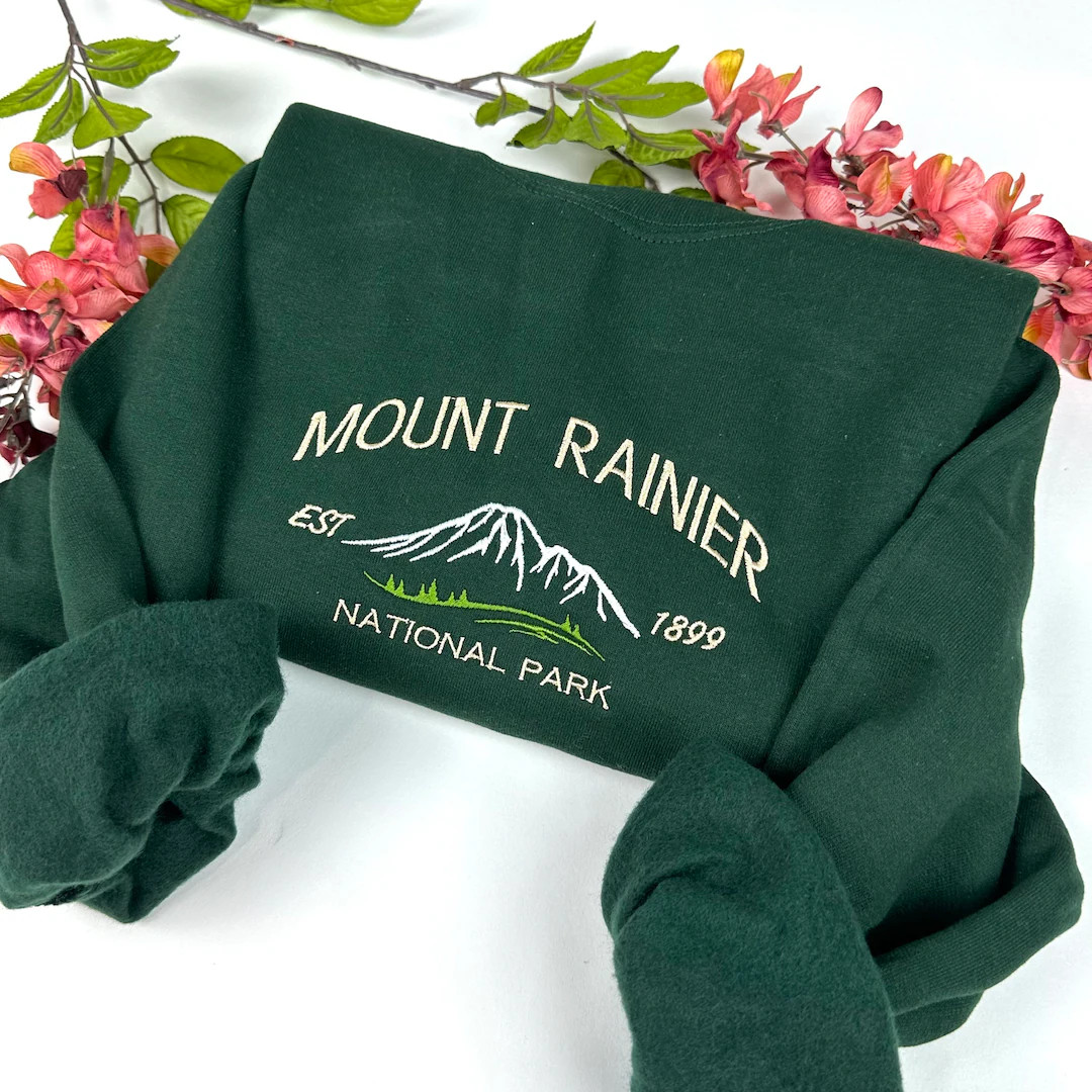 Mount Rainier National Park Embroidered Crewneck Sweatshirt - Etsy | Etsy (US)