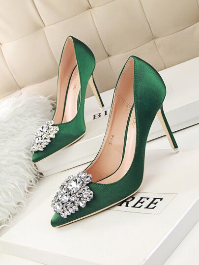 Rhinestone Decor Stiletto Court Heels | SHEIN