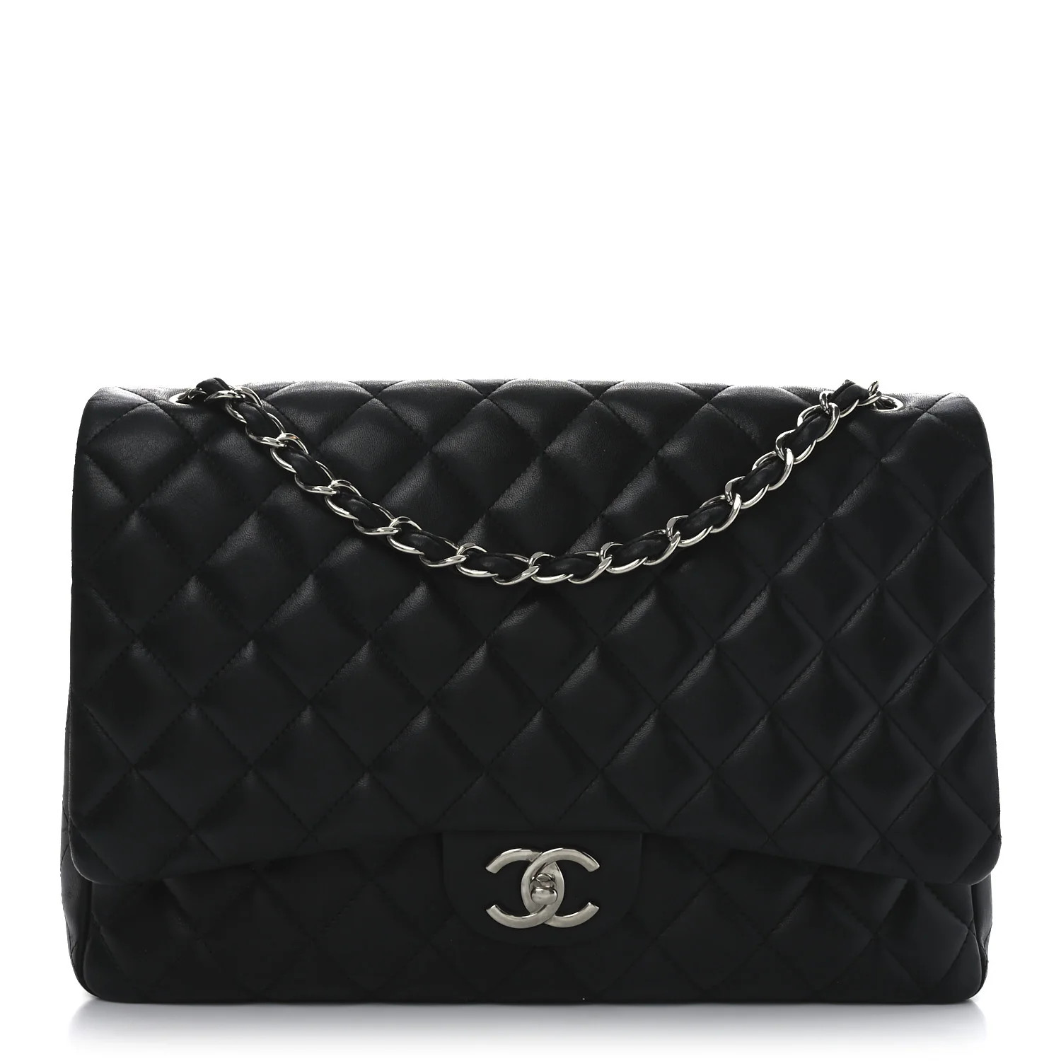 Chanel Lambskin Quilted Maxi Double Flap Black 1706058 | FASHIONPHILE (US)