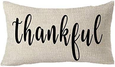 ASTIHN Thankful Gift Farmhouse Decorative Cotton Linen Throw Pillow Cover Cushion Case Home Chair... | Amazon (US)