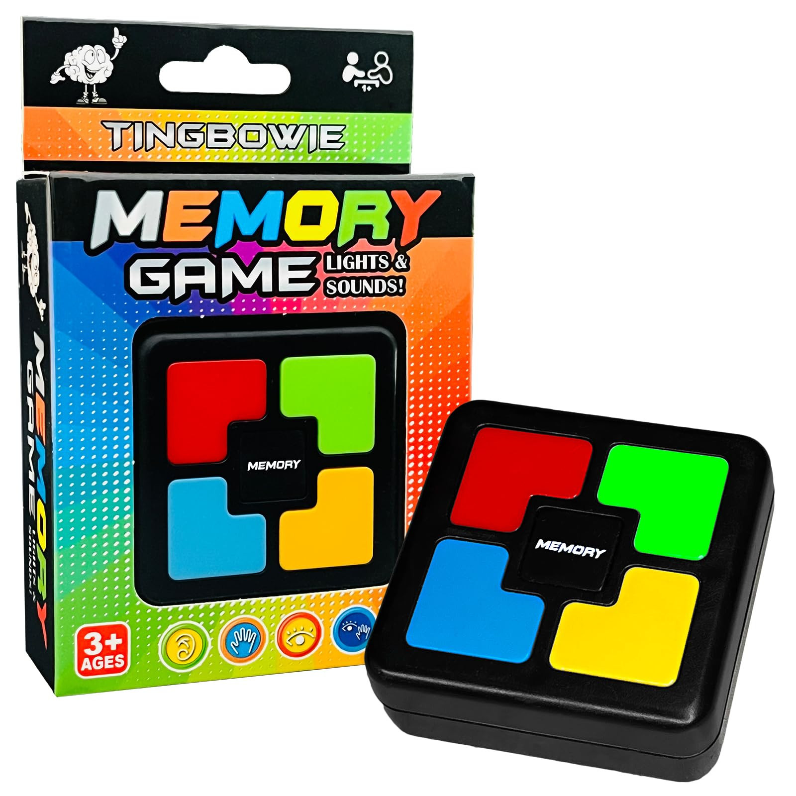 tingbowie Lights Up Memory Game Handheld Electronic Toy, Color Memorizing with Lights and Sounds | Amazon (US)