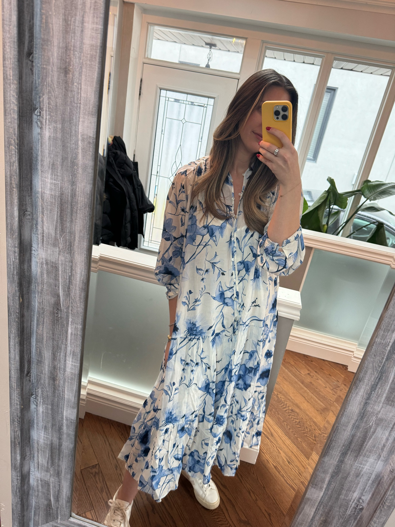oversized crinkled dress Ladies - White/Black Floral Oversized Crinkled Dress - Size: S