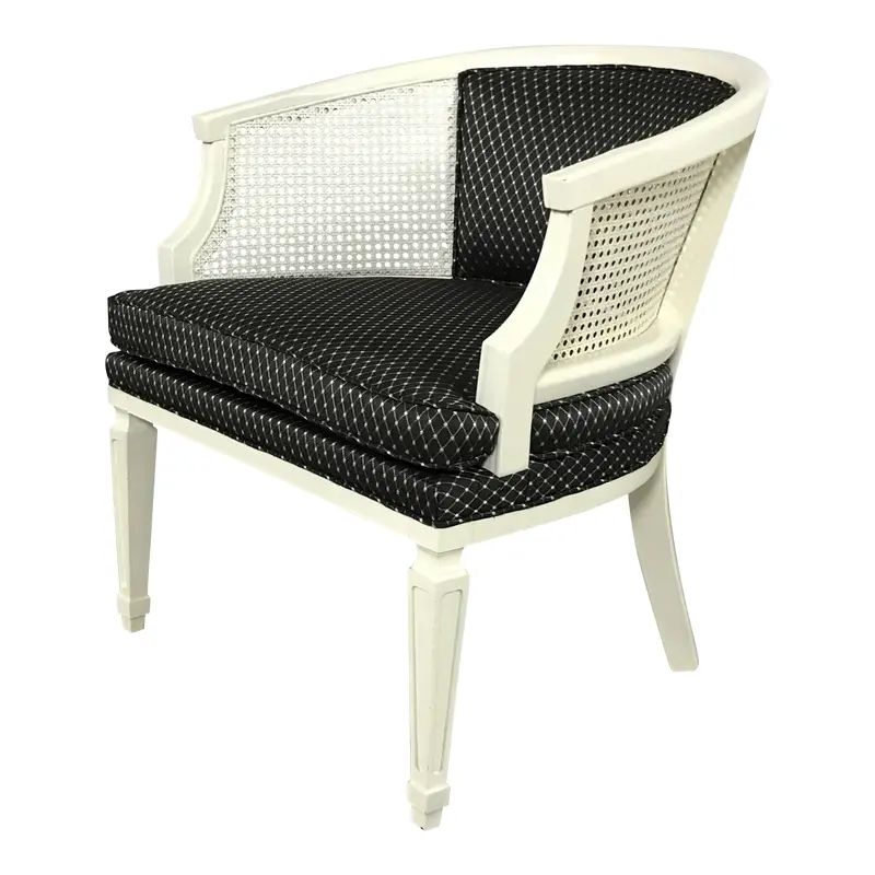 Black & White Cane Side Chair | Chairish