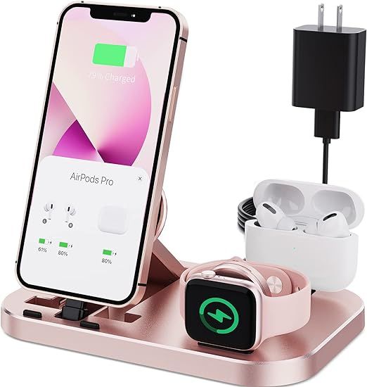 Portable 3 in 1 Charging Station for Apple Products, Foldable Charging Dock for iPhone/iPad Mini/... | Amazon (US)
