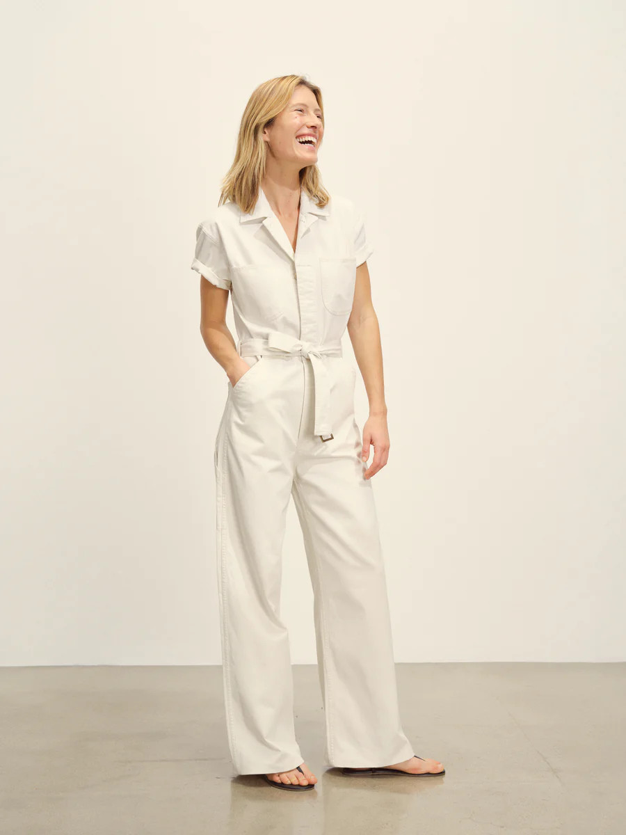 Natural Herringbone Twill S/S Utility Jumpsuit - Buck Mason- Modern American Classics | Buck Mason