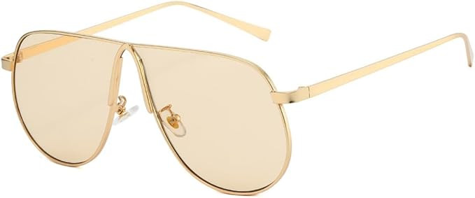 Oversized Aviator Sunglasses for Women Men 70s Gold Metal Frame Square Aviator Sun Glasses Big Sh... | Amazon (US)