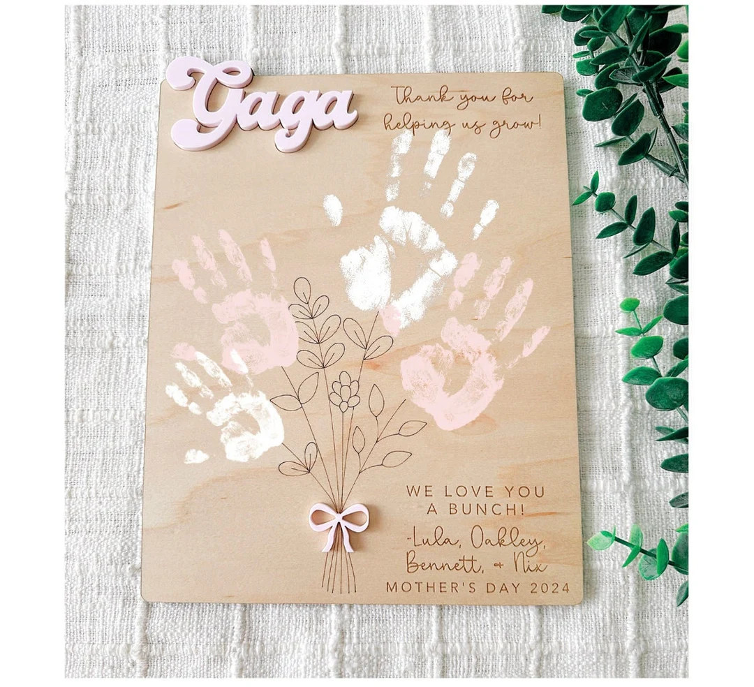 Handprint Sign, DIY Children’s Gift, Child's Hand Print Sign, Mother's Day Sign, Mother's Day G... | Etsy (US)