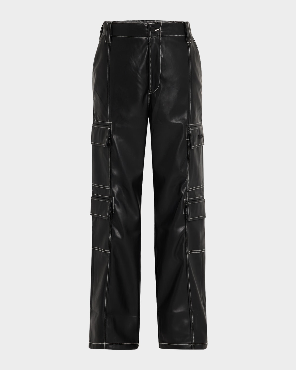 Men's Baggy Faux-Leather Cargo Pants | Neiman Marcus