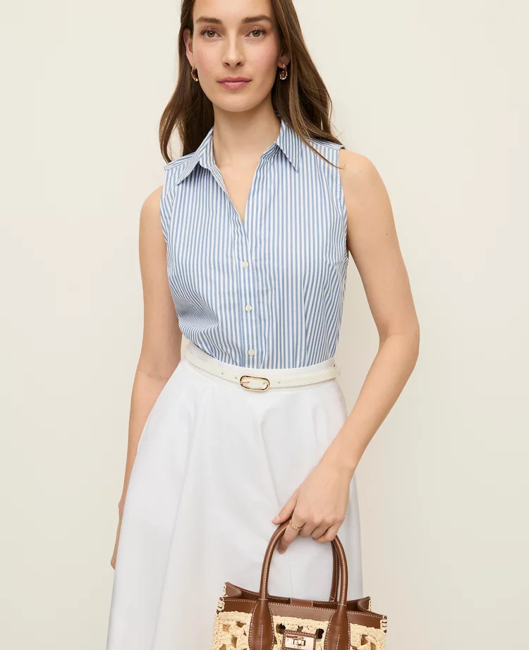 Striped Sleeveless Essential Shirt | Ann Taylor