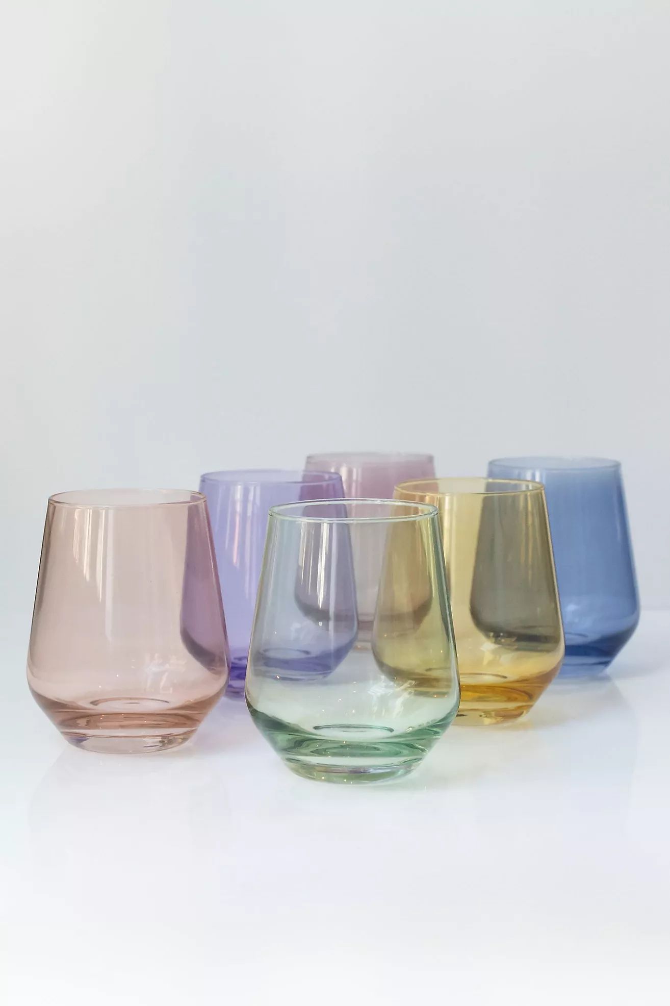 Estelle Colored Glass Pastel Stemless Set | Anthropologie (US)