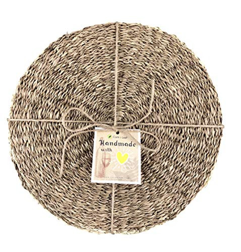 Cork & Leaf Rustic Round Dinnerware Seagrass Charger Plates, Dining Plate Chargers - All Seasons, Ho | Amazon (US)