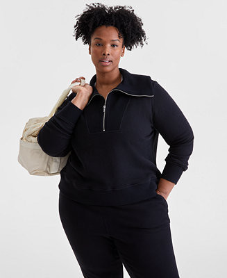 ID Ideology Plus Size Shawl-Collar Quarter-Zip Top, Exclusively at Macy's - Macy's | Macy's