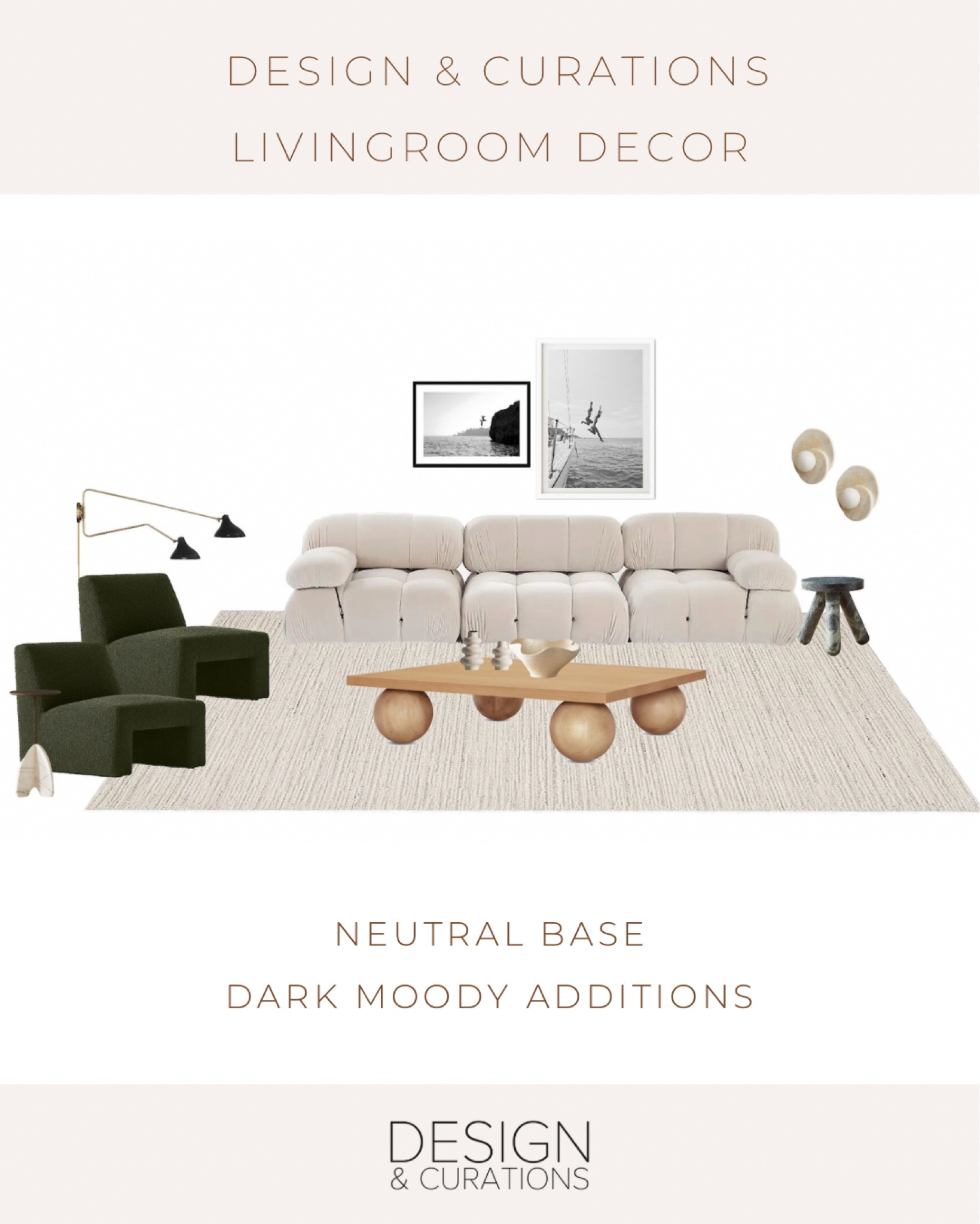 Neutral Home Decor, livingroom decor ideas, Bellini sofa, teddy chairs, Yoko coffee table, neutral, earthy, swing arm sconce

#LTKhome