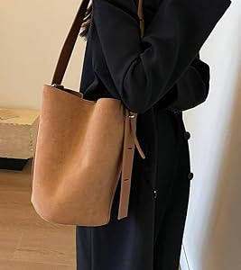 Hobo Bags for Women Vegan Leather Handbag Suede Hobo Bags Bucket Shoulder Bag Purse Tote Handbag ... | Amazon (US)