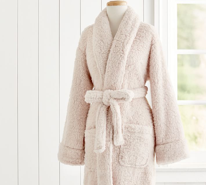 Blush Teddy Bear Robe, Medium | Pottery Barn (US)