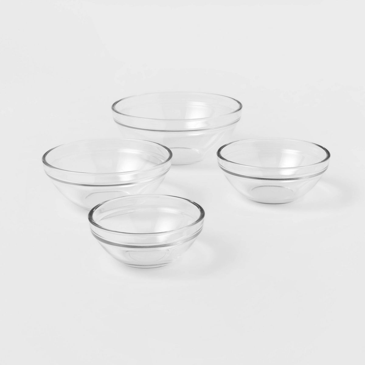 4pc Glass Prep Bowl Set Clear - Made By Design™ | Target