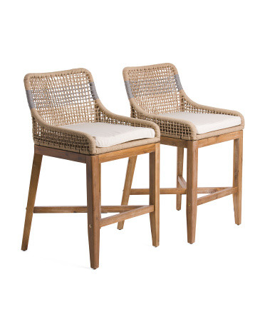 Set Of 2 Woven Striped Counter Stools | TJ Maxx