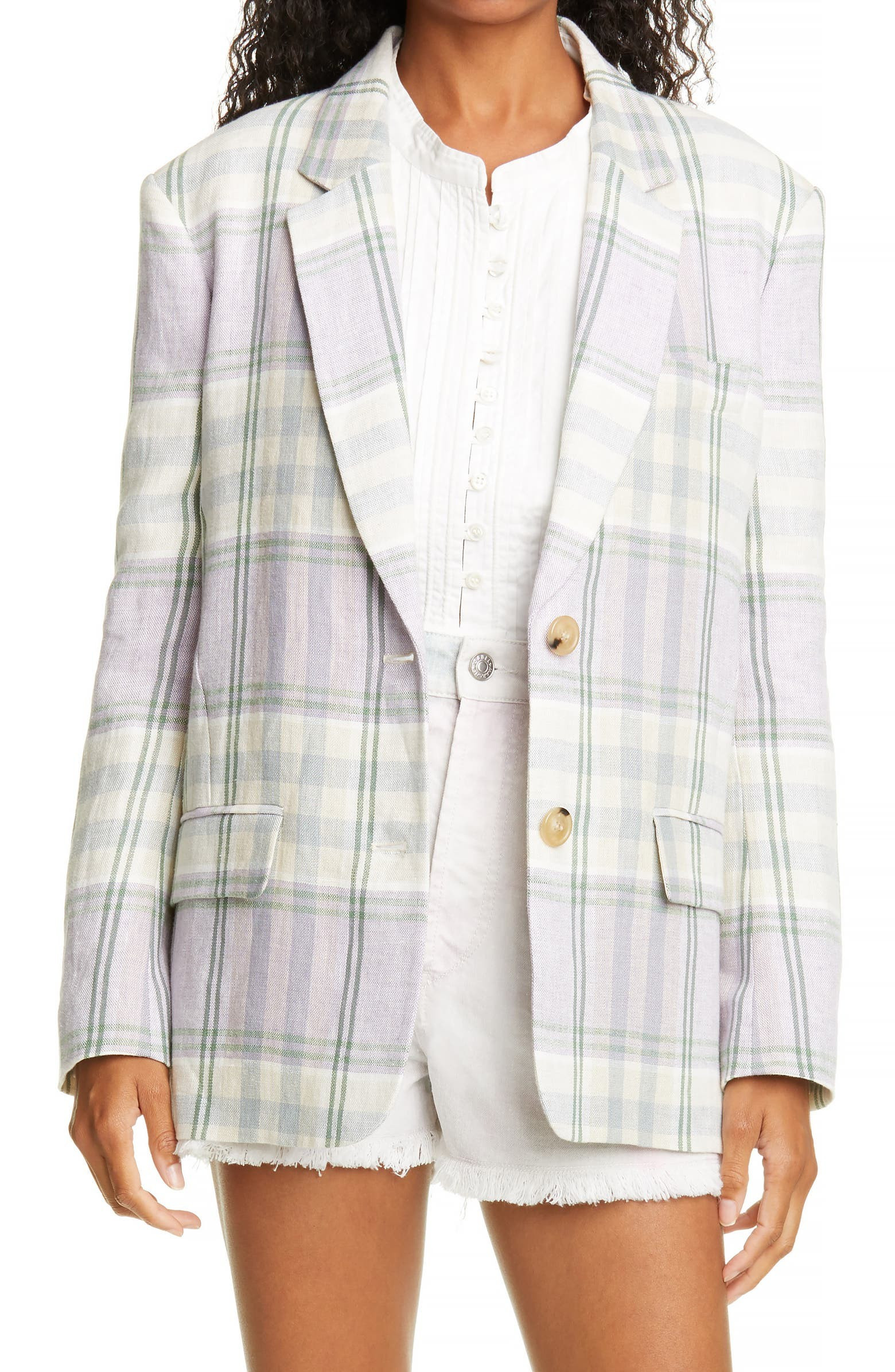 Isabel Marant Étoile Ilindae Plaid Linen Blazer | Nordstrom | Nordstrom