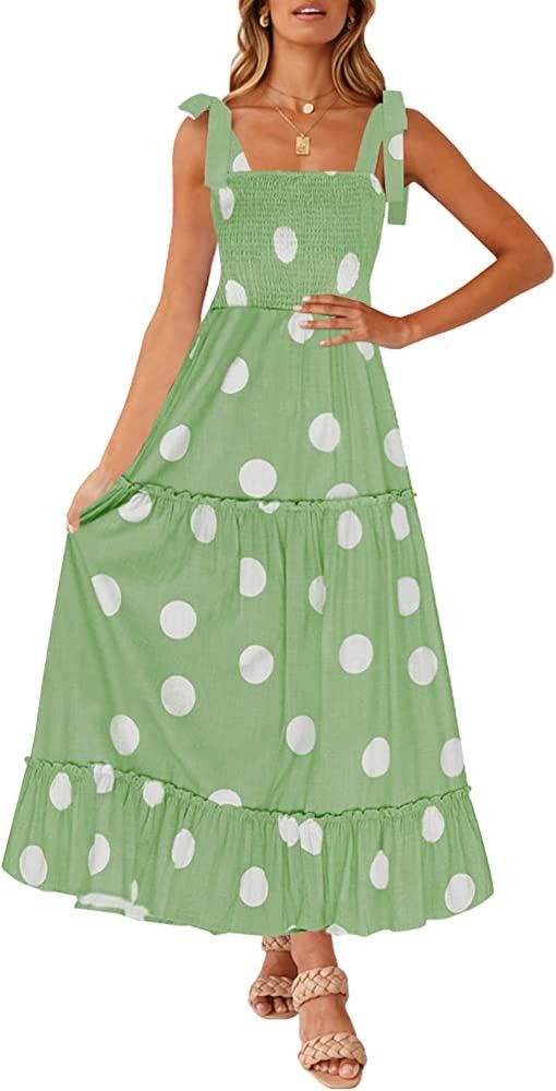 ZESICA Women's 2023 Summer Boho Spaghetti Strap Square Neck Dress, Amazon Summer Outfit, Amazon, ... | Amazon (US)