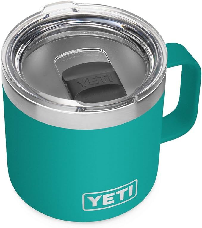 YETI Rambler 14 oz Mug, Vacuum Insulated, Stainless Steel with MagSlider Lid, Aquifer Blue | Amazon (US)
