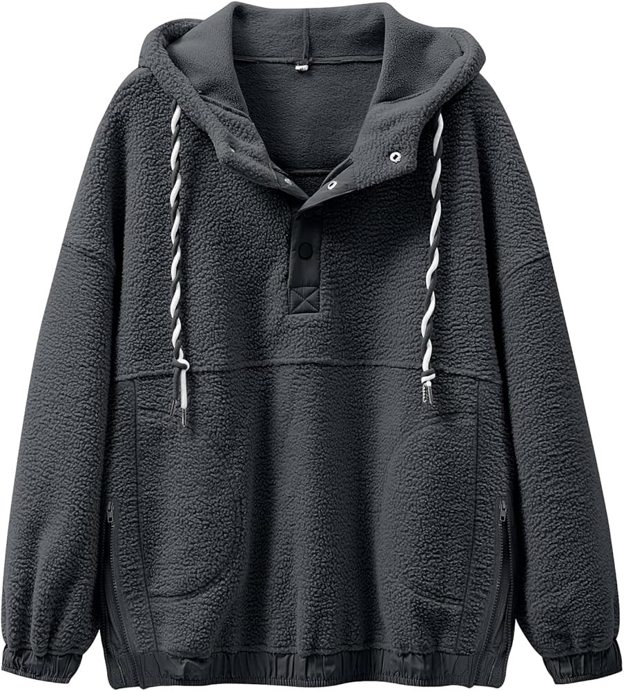 ANRABESS Womens Sherpa Fuzzy Fleece Hoodie Oversized Sweatshirt Cozy Button Sweater Pullover with... | Amazon (US)