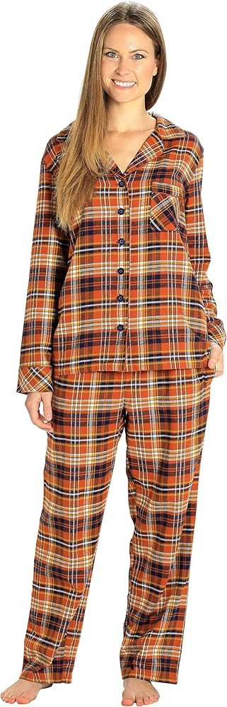 EVERDREAM Sleepwear Womens Flannel Pajamas, Long 100% Cotton Pj Set | Amazon (US)