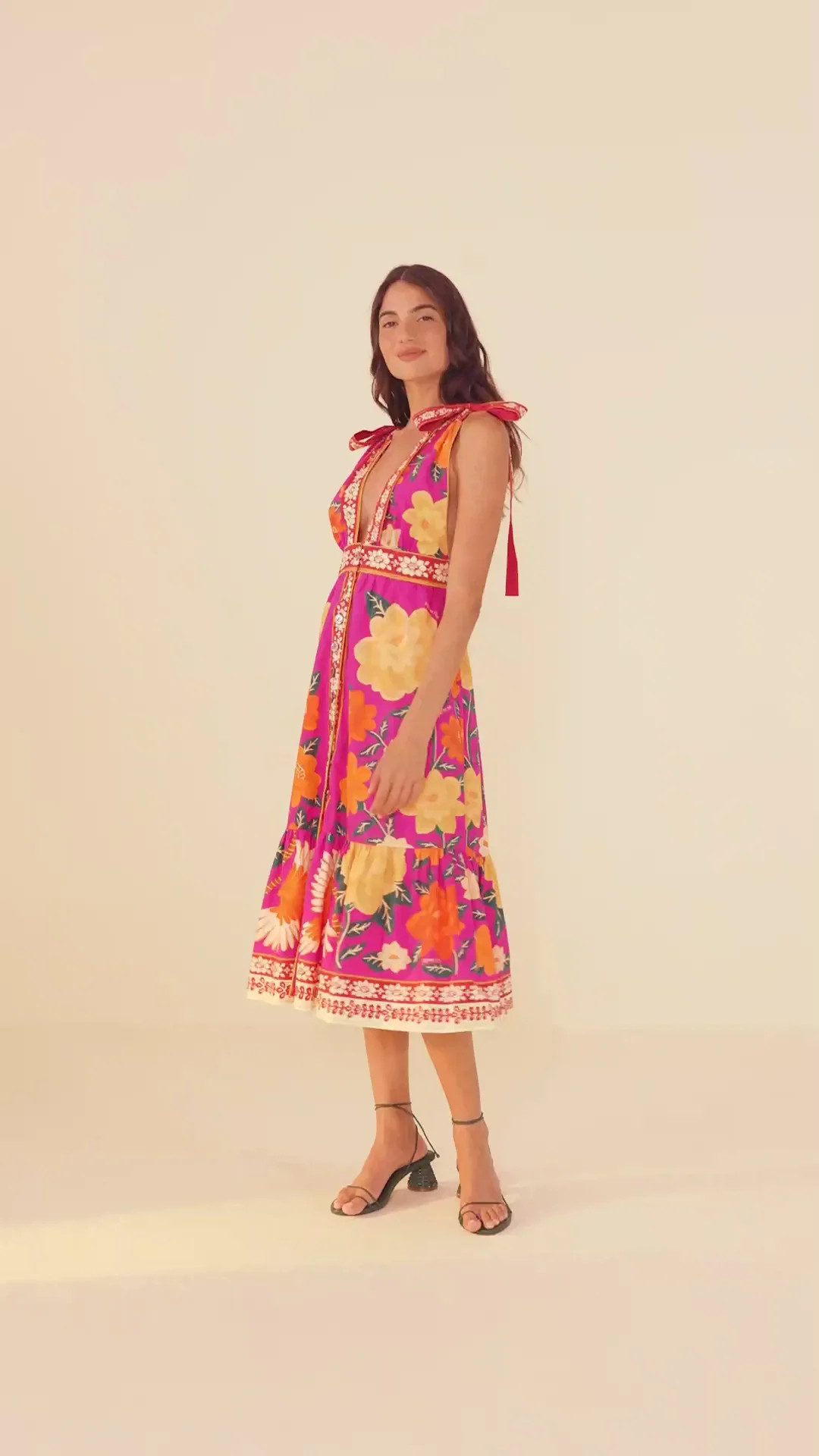 Pink Flower Tapestry Midi Dress | FarmRio (US)